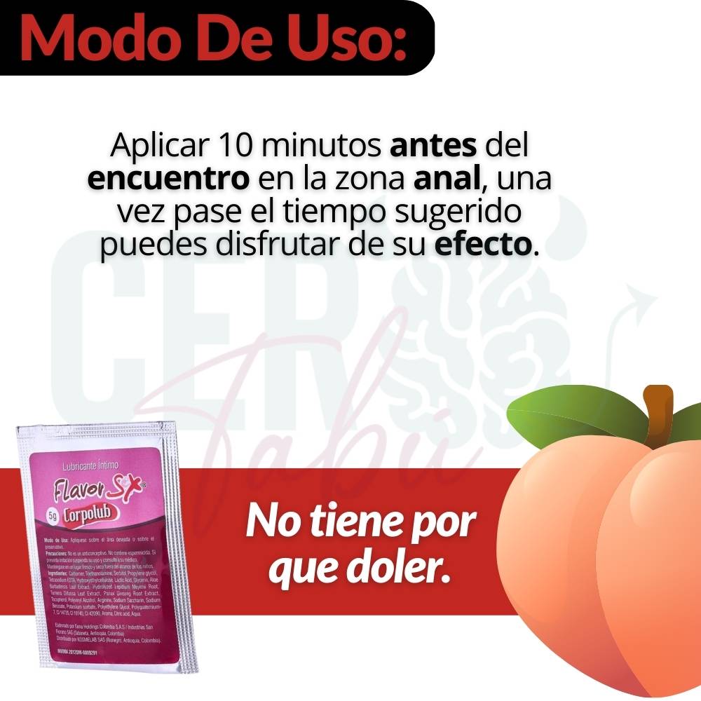 Lubricante Anal En Crema Relajante Muscular Flavor x5 g